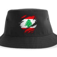 Proud Lebanese Shirts Torn Ripped Lebanon Flag Sustainable Bucket Hat