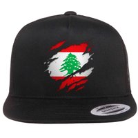 Proud Lebanese Shirts Torn Ripped Lebanon Flag Flat Bill Trucker Hat