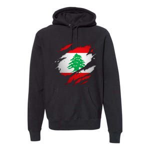 Proud Lebanese Shirts Torn Ripped Lebanon Flag Premium Hoodie