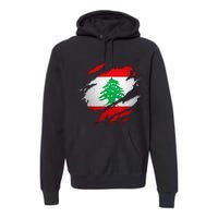 Proud Lebanese Shirts Torn Ripped Lebanon Flag Premium Hoodie