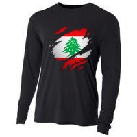 Proud Lebanese Shirts Torn Ripped Lebanon Flag Cooling Performance Long Sleeve Crew