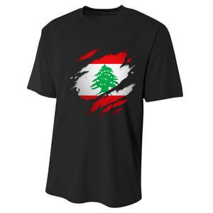 Proud Lebanese Shirts Torn Ripped Lebanon Flag Performance Sprint T-Shirt