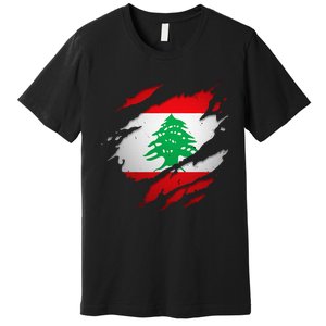 Proud Lebanese Shirts Torn Ripped Lebanon Flag Premium T-Shirt