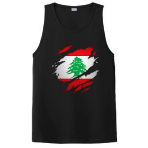 Proud Lebanese Shirts Torn Ripped Lebanon Flag PosiCharge Competitor Tank