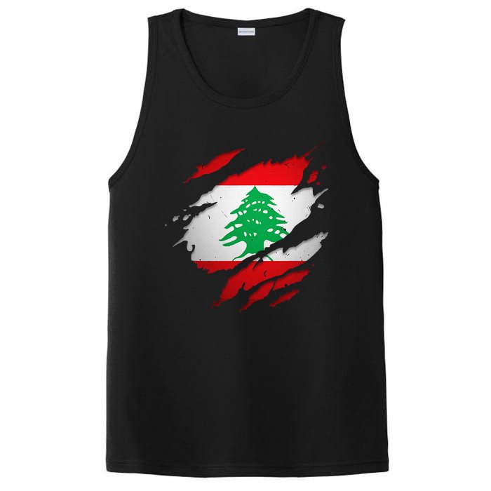 Proud Lebanese Shirts Torn Ripped Lebanon Flag PosiCharge Competitor Tank