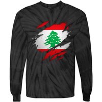 Proud Lebanese Shirts Torn Ripped Lebanon Flag Tie-Dye Long Sleeve Shirt