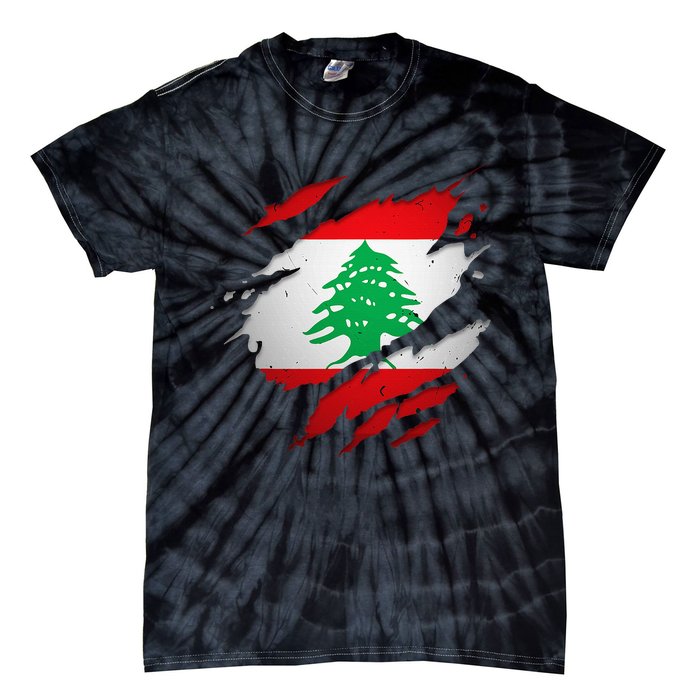 Proud Lebanese Shirts Torn Ripped Lebanon Flag Tie-Dye T-Shirt