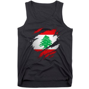 Proud Lebanese Shirts Torn Ripped Lebanon Flag Tank Top