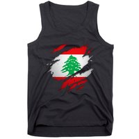 Proud Lebanese Shirts Torn Ripped Lebanon Flag Tank Top