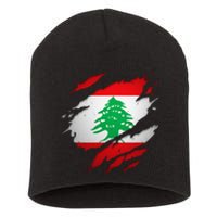 Proud Lebanese Shirts Torn Ripped Lebanon Flag Short Acrylic Beanie