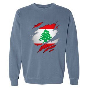 Proud Lebanese Shirts Torn Ripped Lebanon Flag Garment-Dyed Sweatshirt