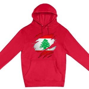 Proud Lebanese Shirts Torn Ripped Lebanon Flag Premium Pullover Hoodie