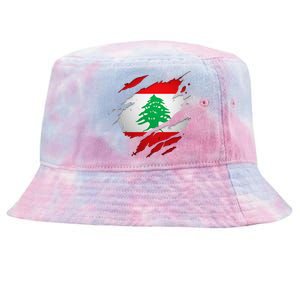 Proud Lebanese Shirts Torn Ripped Lebanon Flag Tie-Dyed Bucket Hat