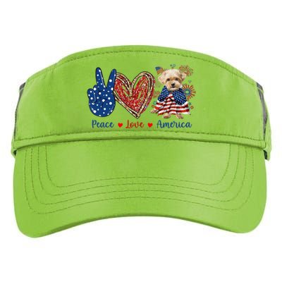 Peace Love Shorkie Dog Patriotic America Flag 4th July Meaningful Gift Adult Drive Performance Visor