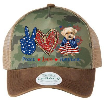 Peace Love Shorkie Dog Patriotic America Flag 4th July Meaningful Gift Legacy Tie Dye Trucker Hat