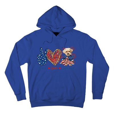 Peace Love Shorkie Dog Patriotic America Flag 4th July Meaningful Gift Hoodie