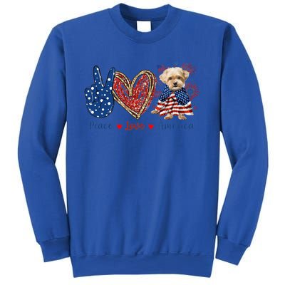 Peace Love Shorkie Dog Patriotic America Flag 4th July Meaningful Gift Sweatshirt