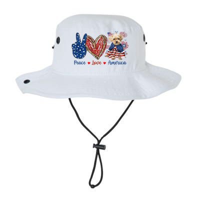 Peace Love Shorkie Dog Patriotic America Flag 4th July Meaningful Gift Legacy Cool Fit Booney Bucket Hat