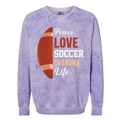 Peace Love Soccer Grandma Life Graphic Colorblast Crewneck Sweatshirt