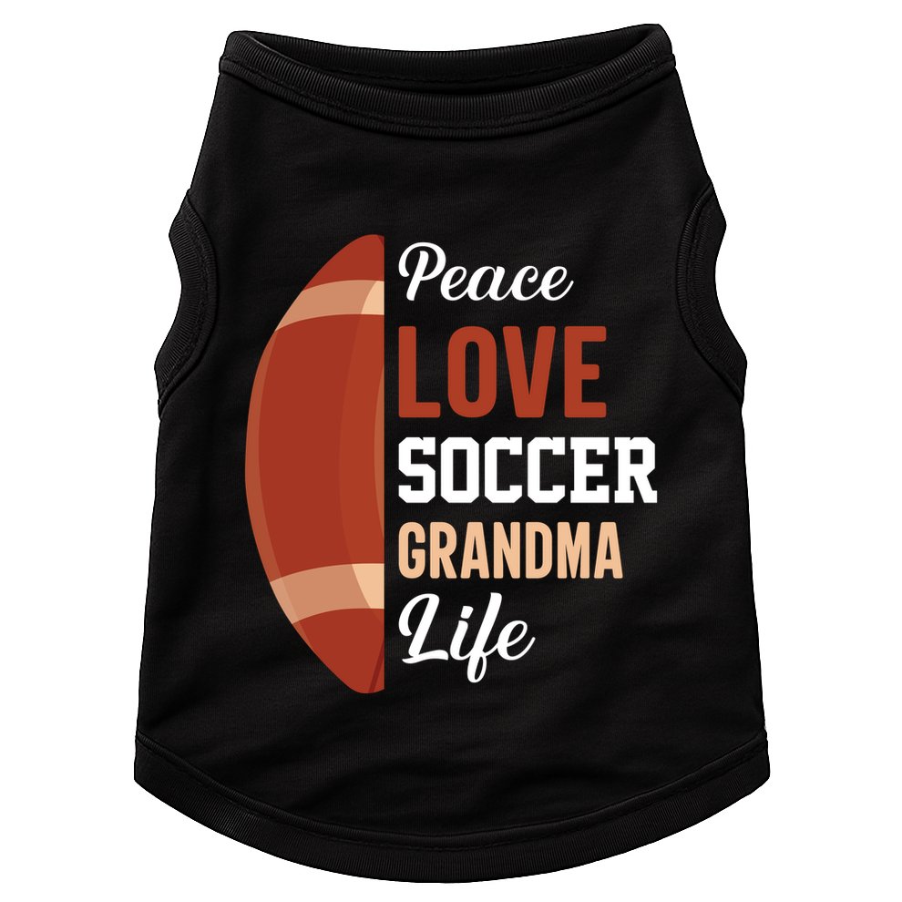 Peace Love Soccer Grandma Life Graphic Doggie Tank