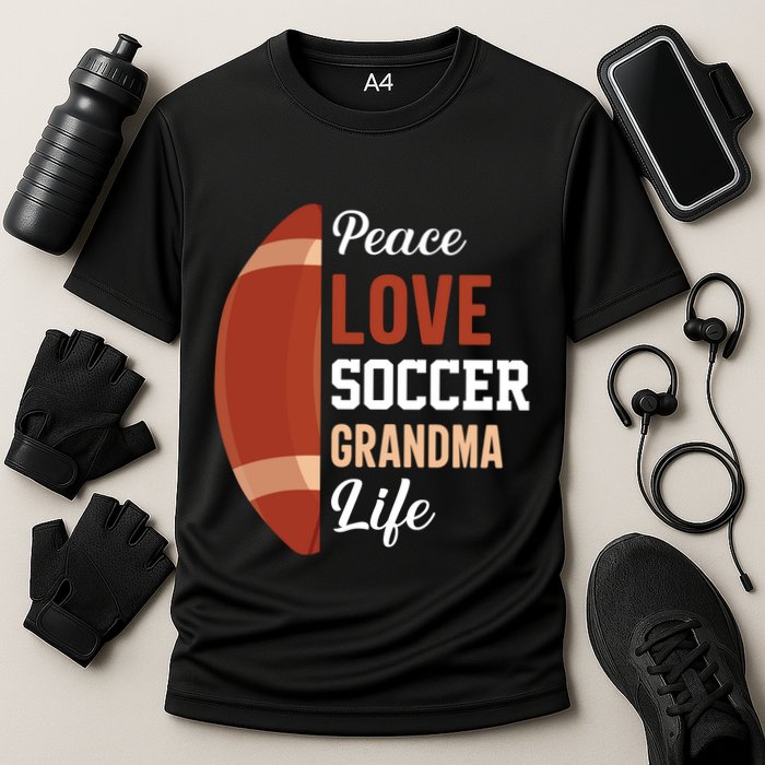Peace Love Soccer Grandma Life Graphic Cooling Performance Crew T-Shirt