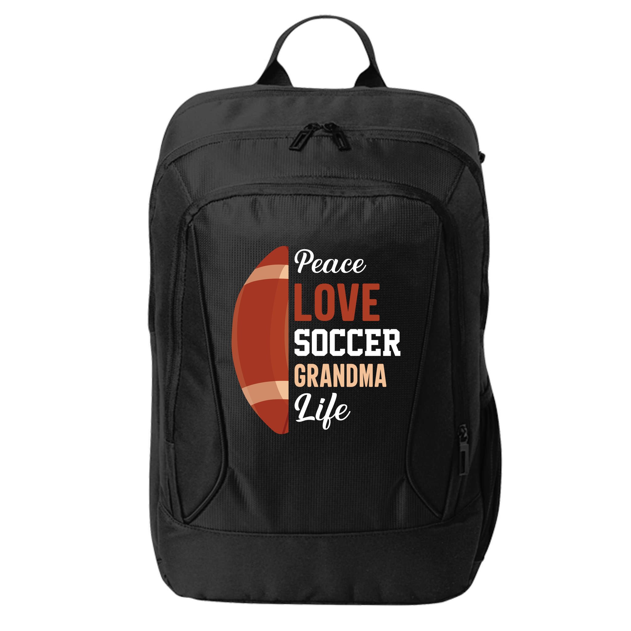 Peace Love Soccer Grandma Life Graphic City Backpack