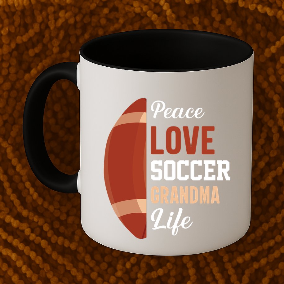 Peace Love Soccer Grandma Life Graphic Mug