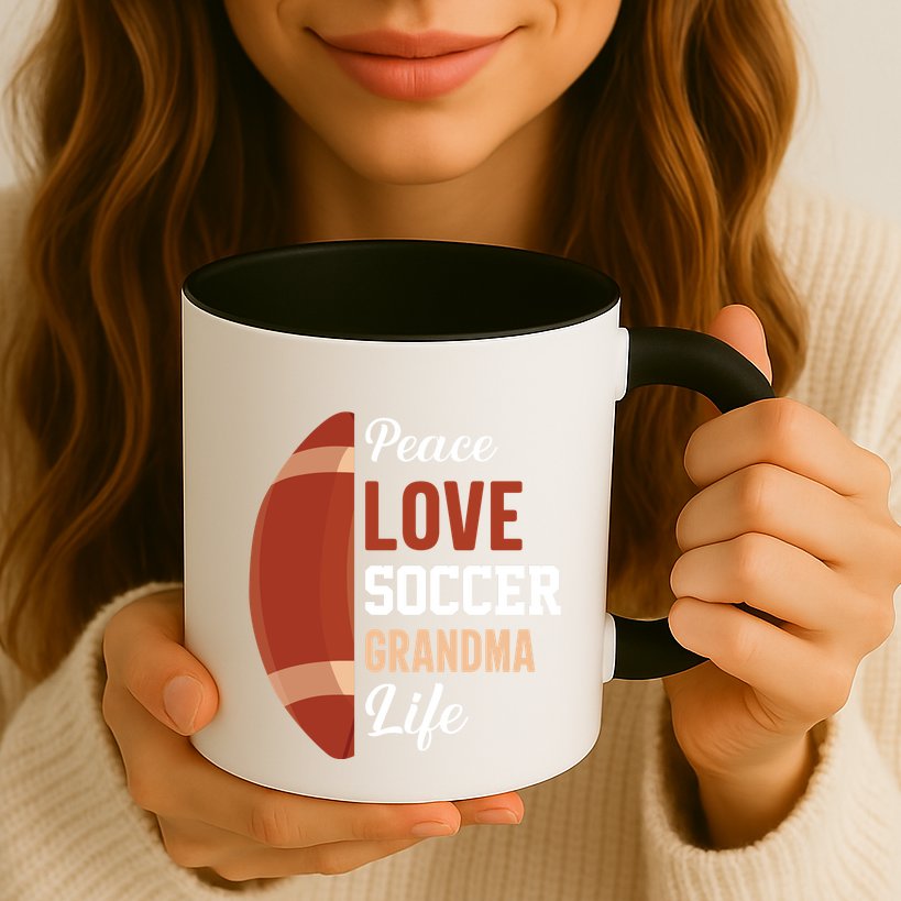 Peace Love Soccer Grandma Life Graphic Mug