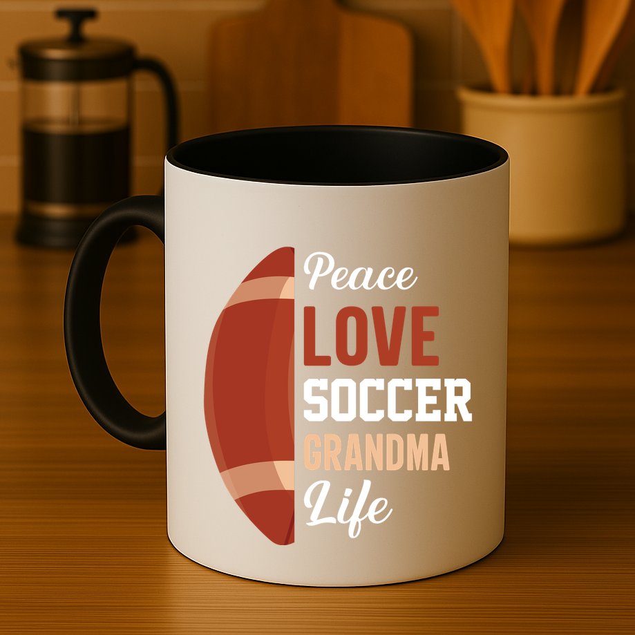 Peace Love Soccer Grandma Life Graphic Mug