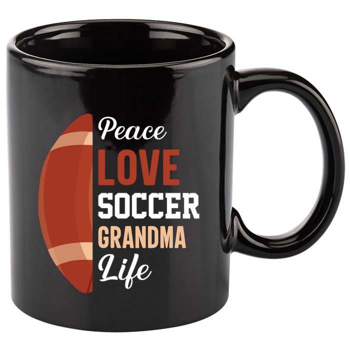 Peace Love Soccer Grandma Life Graphic 11oz C Handle Ceramic Mug