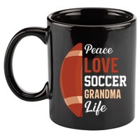 Peace Love Soccer Grandma Life Graphic 11oz C Handle Ceramic Mug