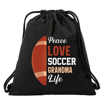Peace Love Soccer Grandma Life Graphic Drawstring Bag
