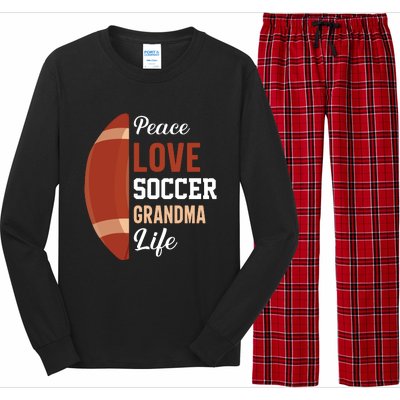 Peace Love Soccer Grandma Life Graphic Long Sleeve Pajama Set