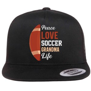 Peace Love Soccer Grandma Life Graphic Flat Bill Trucker Hat