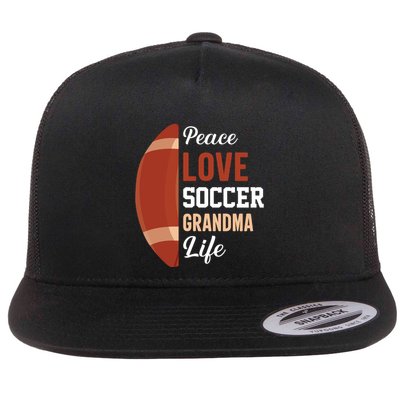 Peace Love Soccer Grandma Life Graphic Flatbill Hat