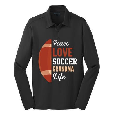 Peace Love Soccer Grandma Life Graphic Silk Touch Performance Long Sleeve Polo