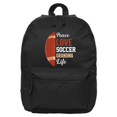Peace Love Soccer Grandma Life Graphic 16 in Basic Backpack