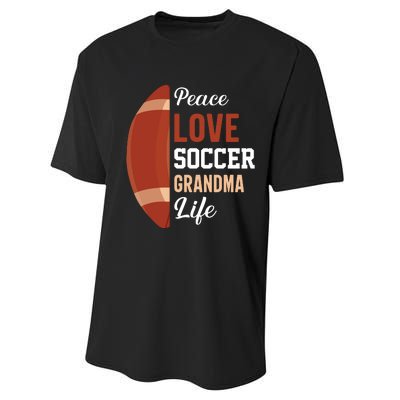 Peace Love Soccer Grandma Life Graphic Performance Sprint T-Shirt