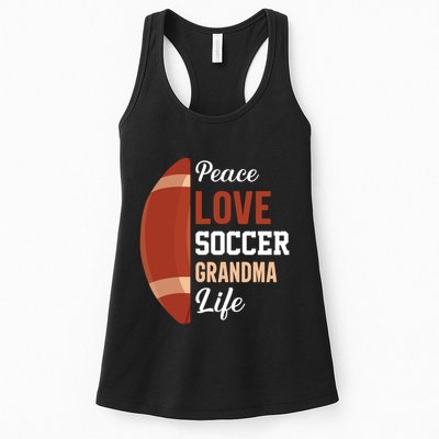 Peace Love Soccer Grandma Life Graphic Womens Tank Top