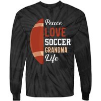 Peace Love Soccer Grandma Life Graphic Tie-Dye Long Sleeve Shirt