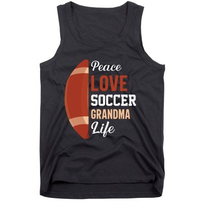 Peace Love Soccer Grandma Life Graphic Tank Top