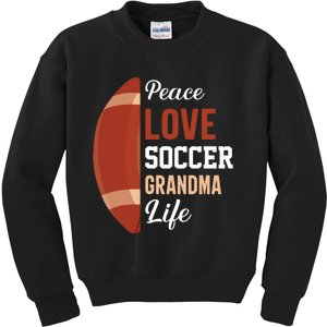 Peace Love Soccer Grandma Life Graphic Kids Sweatshirt