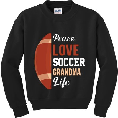 Peace Love Soccer Grandma Life Graphic Kids Sweatshirt