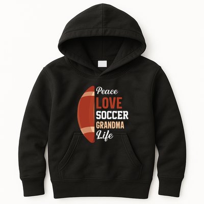 Peace Love Soccer Grandma Life Graphic Kids Hoodie