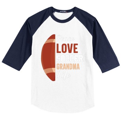 Peace Love Soccer Grandma Life Graphic Baseball Sleeve Shirt