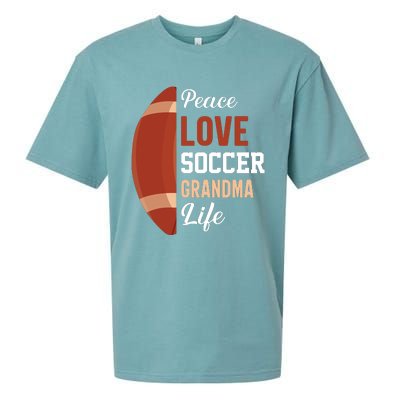 Peace Love Soccer Grandma Life Graphic Sueded Cloud Jersey T-Shirt