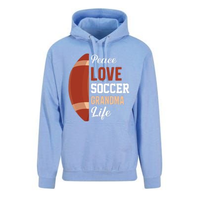 Peace Love Soccer Grandma Life Graphic Unisex Surf Hoodie