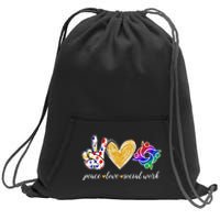 Peace Love Social Work Cute Social Worker Gifts Sweatshirt Cinch Pack Bag