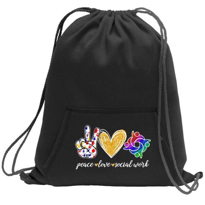 Peace Love Social Work Cute Social Worker Gifts Sweatshirt Cinch Pack Bag