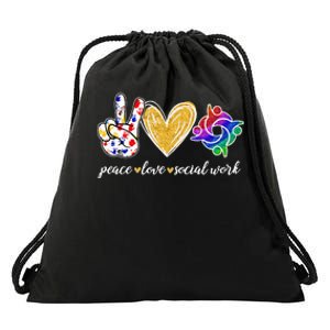 Peace Love Social Work Cute Social Worker Gifts Drawstring Bag